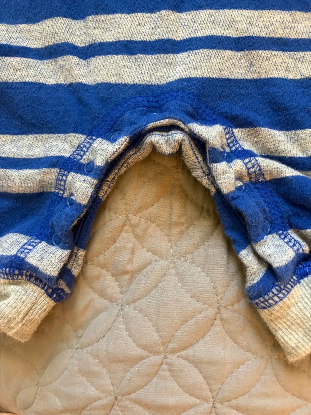 Tucker + Tate Blue and Gray Striped Hooded Baby Romper
